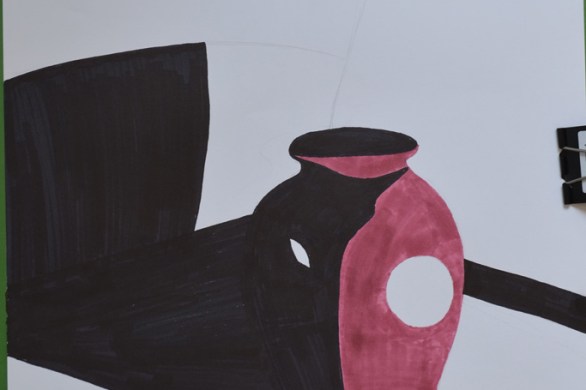 drawing in the style of in the chair that I would patrick caulfield