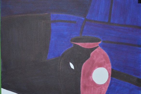 drawing in the style of in the chair that I would patrick caulfield