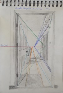 Parallel Perspective an Interior View with Superimposed lines