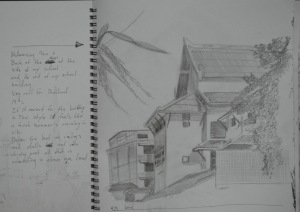 1 - Sketch of School in H pencil w notes