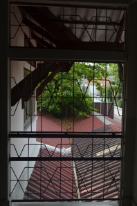 View from second floor window facing temple