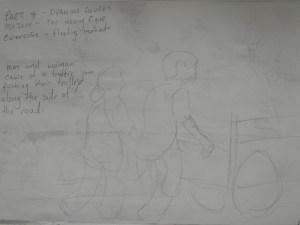 6 - Quick Sketch - Man and a Woman Pushing Stall