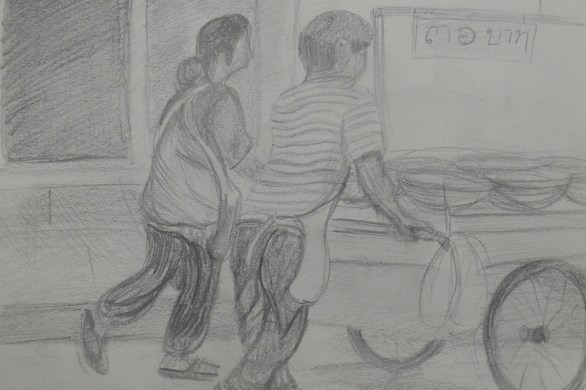7 - Follow up Drawing of Man and a Woman Pushing Stall