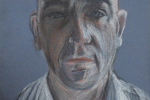 8 - Eigth Self Portrait in Conte and Chinese White Pencil