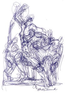 Alberto Giacometti, ballpoint on paper. Giacometti House, Paris