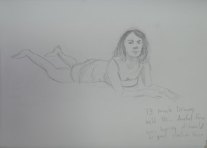 Drawing 4 - Lying Down - 3B on A3