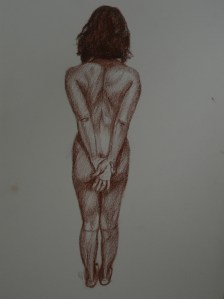 Standing Pose in Red Conte